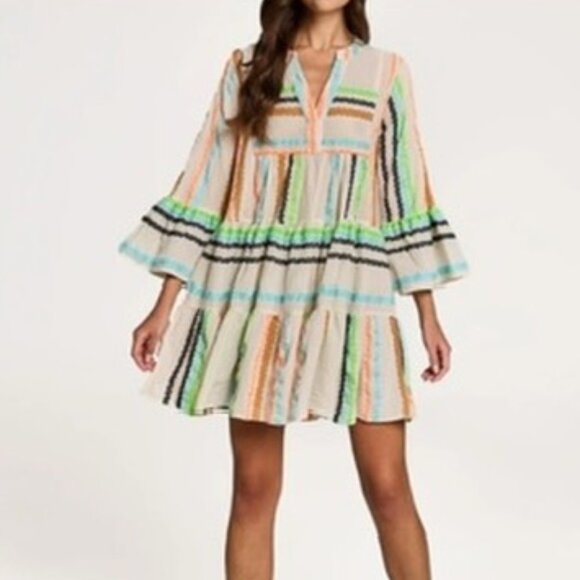 New Anthropologie Devotion Twins Ella Tiered Dress Embroidered Size XS - Picture 1 of 9